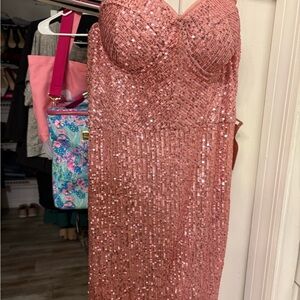 Haute Monde Coral Strapless Dress